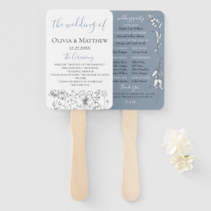 Éventail Dusty Blue Meadow Wedding Programme de mariage