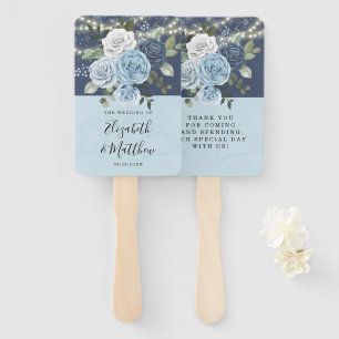 Éventail Dusty Navy Blue Peony Mariage