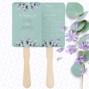 Éventail Dusty Purple Green Aquarelle Florale Programme