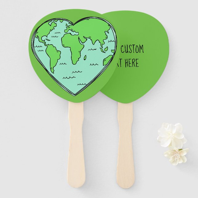 Éventail Earth Love personnalisées ventilateurs de main de  (Devant et derrière)
