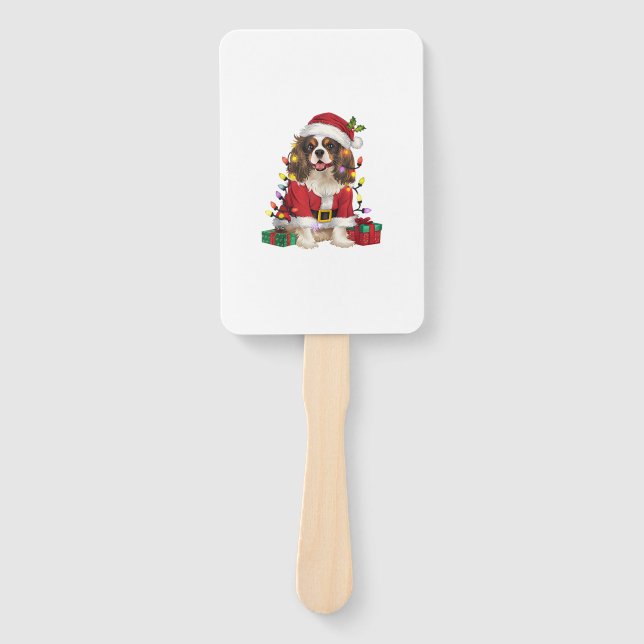 Éventail Éclairage de Noël Cavalier roi Charles Spaniel Chi (Devant)