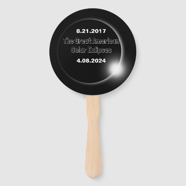 Éventail Éclipse solaire double datée 2024 & 2017 (Devant)