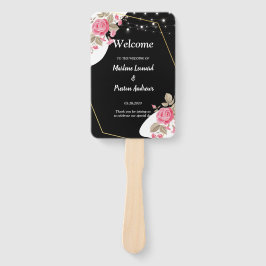 Éventail Élégance Moderne Programme de Mariage à Fleurs Ros