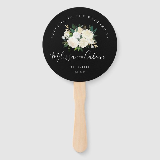 Éventail Elégance Rustique Mariage Floral Bienvenue Fan mai (Devant)