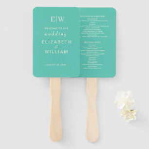 Éventail Élégant Awe aquatique simple avec Mariage Monogram