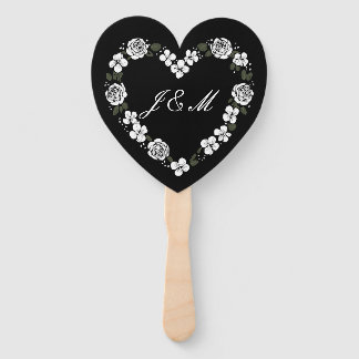 Éventail Elegant Black and White Script Wedding Fan