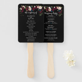Éventail Élégant Black Floral Programme de mariage Ensemble