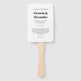 Éventail Élégant Chic Black & White Simple Wedding Programm