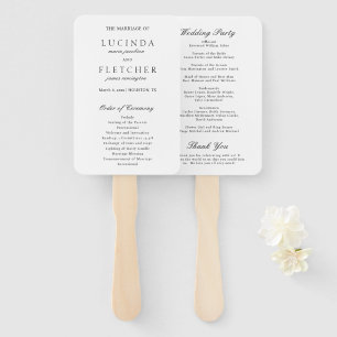 Éventail Elegant Classic Black White Formal Wedding Program