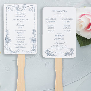 Éventail Élégant classique Dusty Bleu Français Floral