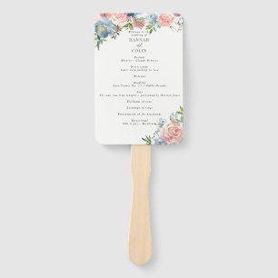 Éventail Elégant Dusty Blue et Rose Floral Swag Programme
