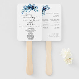 Éventail elegant dusty Blue watercolor flower bouquet