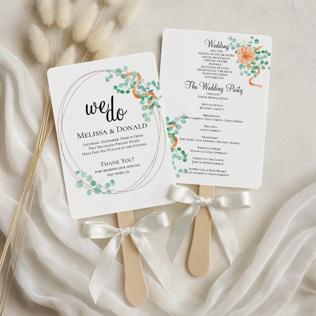 Éventail Élégant Eucalyptus Peach Programme Floral (Créateur téléchargé)