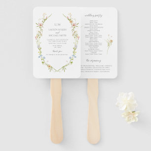 Éventail Élégant Fleur sauvage Monogram Garden Wedding Prog