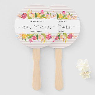 Éventail Élégant Floral Mr & Mrs Mariage   Ventilateurs