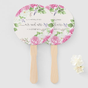 Éventail Élégant Floral Mr & Mrs Mariage   Ventilateurs