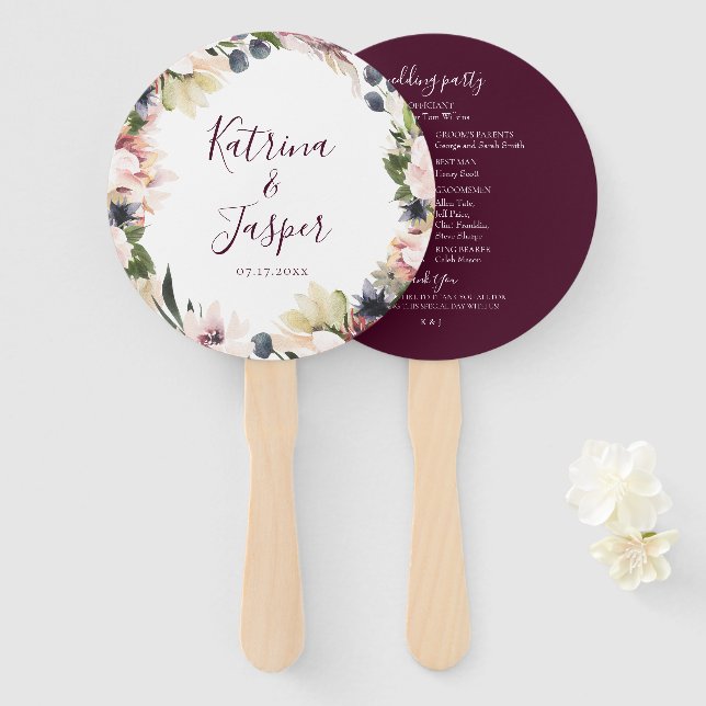 Éventail Élégant flou Plum floral Mariage (Devant et derrière)