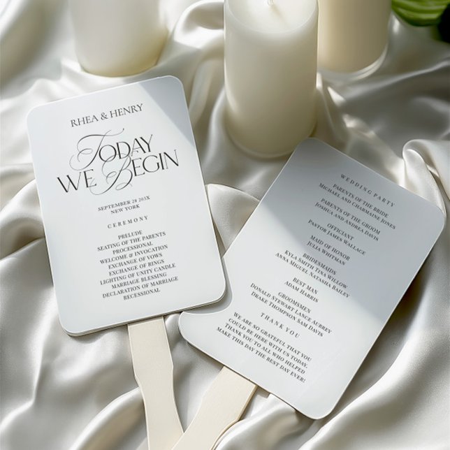 Éventail Elegant Modern Wedding Ceremony Program  (Elegant Modern Wedding Ceremony Program Hand Fan)
