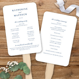 Éventail Élégant programme de cérémonie de Mariage blanc et
