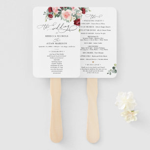 Éventail Élégant programme de cérémonie de Mariage Burgundy