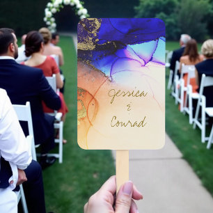 Éventail Élégant programme de mariage bleu orange ensemble