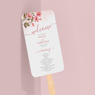 Éventail Élégant programme de mariage de jardin fleuri rose