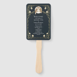 Éventail Élégant programme de mariage des Chouettes Art Nou