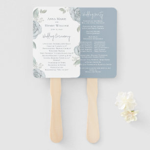 Éventail Élégant programme de mariage Dusty Blue Floral