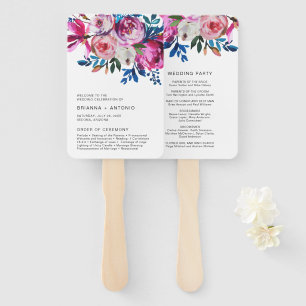 Éventail Élégant Programme de Mariage Floral Rose Moderne