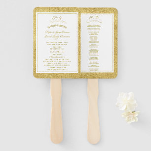 Éventail Élégant programme de mariage frontalier or et blan