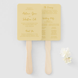 Éventail Élégant Programme de Mariage Jaune Beurre Moderne