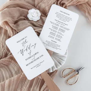 Éventail Élégant Programme de Mariage Minimaliste Noir et B