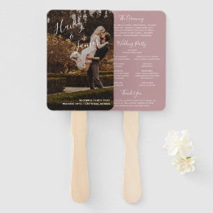 Éventail Élégant Programme de Mariage Moderne Photo Rose Po