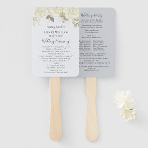 Éventail Élégant programme de mariage Rose blanche aquarell