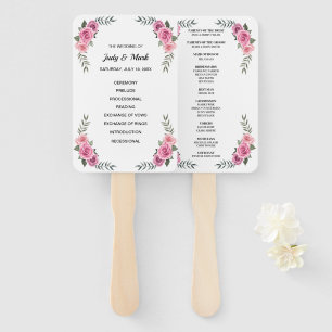 Éventail Élégant programme de mariage rose géométrique Vent