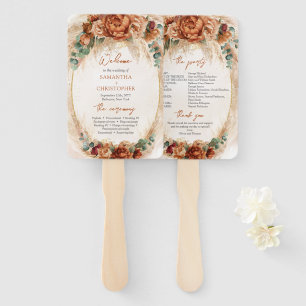 Éventail Élégant programme de sauge de cuivre et de fleurs 