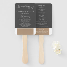 Éventail Élégant programme moderne de mariage gris beige