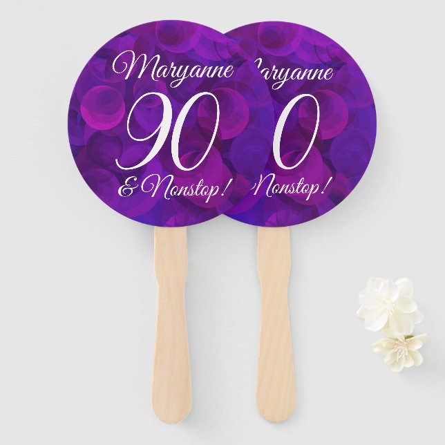 Éventail Elegant Purple 90 et fête d'anniversaire sans esca (Devant et derrière)