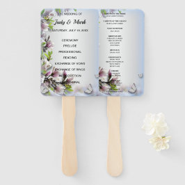 Éventail Élégant Purple Floral Butterfly Wedding Programme