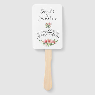 Éventail Elégant rose Aquarelle Rose Bouquet Mariage
