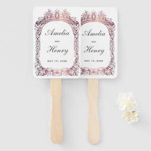 Éventail Elégant Rose classique Gold Bordure Mariage blanc