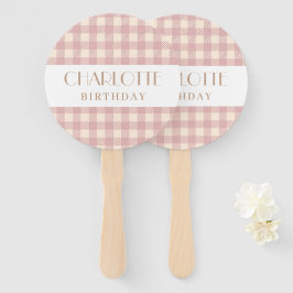 Éventail Élégant rose pastel doux en vichy carré