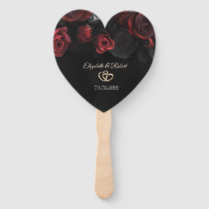Éventail Élégant rouge Roses Mariage gothique