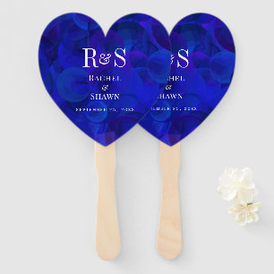 Éventail Elégant Royal Blue Chic Moderne Monogramme Mariage