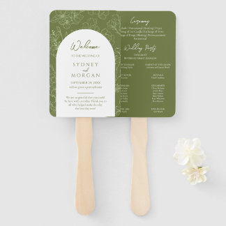 Éventail Élégant Sage Floral Vert Mariage Programme Ventila