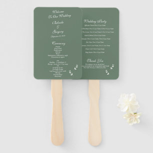 Éventail Élégant Sage Olive Green Script Wedding Programme