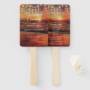 Éventail Élégant Sunset Beach Summer Wedding Programme