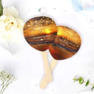 Éventail Elégant Tropical Beach String Lumières Mariage Fav