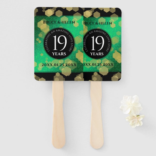 Éventail Élégante 19e anniversaire du Mariage de Jade (Devant et derrière)