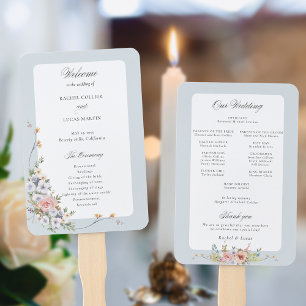 Éventail Élégante calligraphie florale Pastel Boho